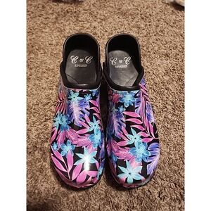C&C‎ Sweden Nurse Clog Shoe Full Back Slip Resist EU 42 US 11.5 Tropical Foliage